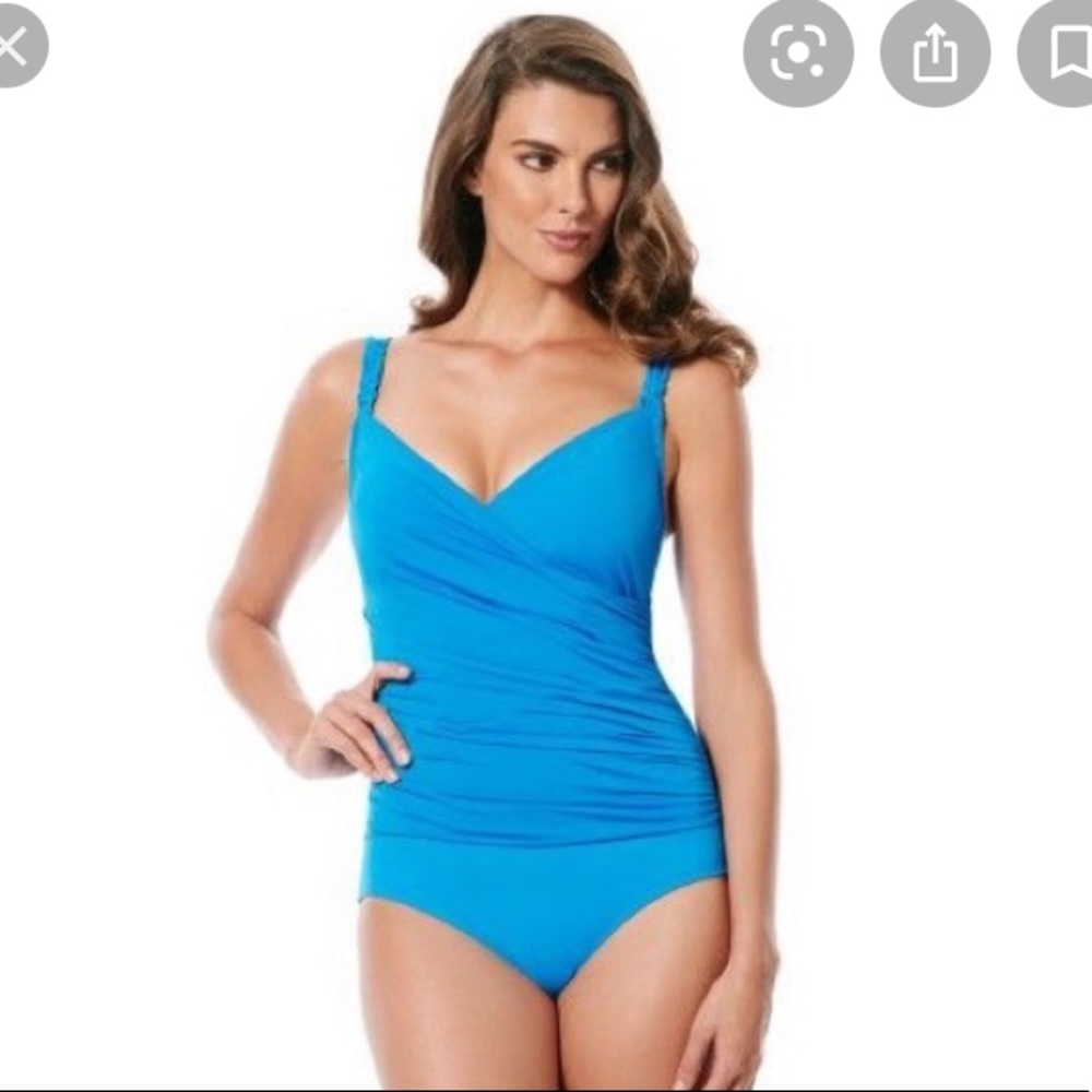 Jantzen Swimwear Size 10 Blue Ruched One‎ Piece Swim Suit